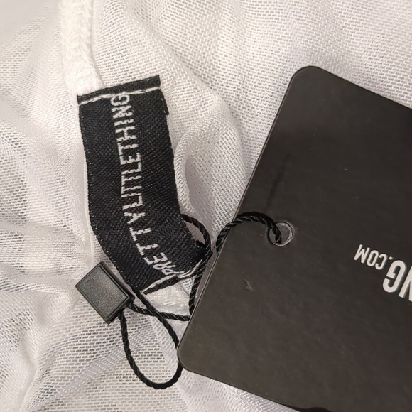 PrettyLittleThing White Mesh Strappy Sheer Ruffle Cami Top size 6 - Picture 4 of 6